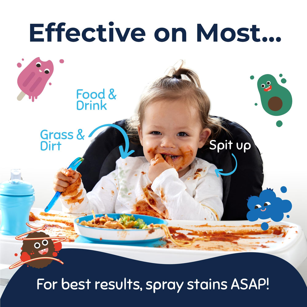 Miss Mouth's stain treater solution drop on fabric showing effective cleaning action
