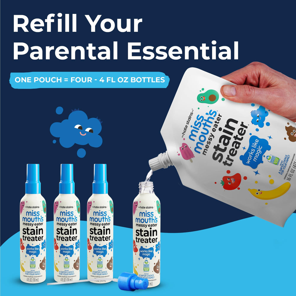 Miss Mouth's spray bottle nozzle close-up ready to treat stains quickly and precisely
