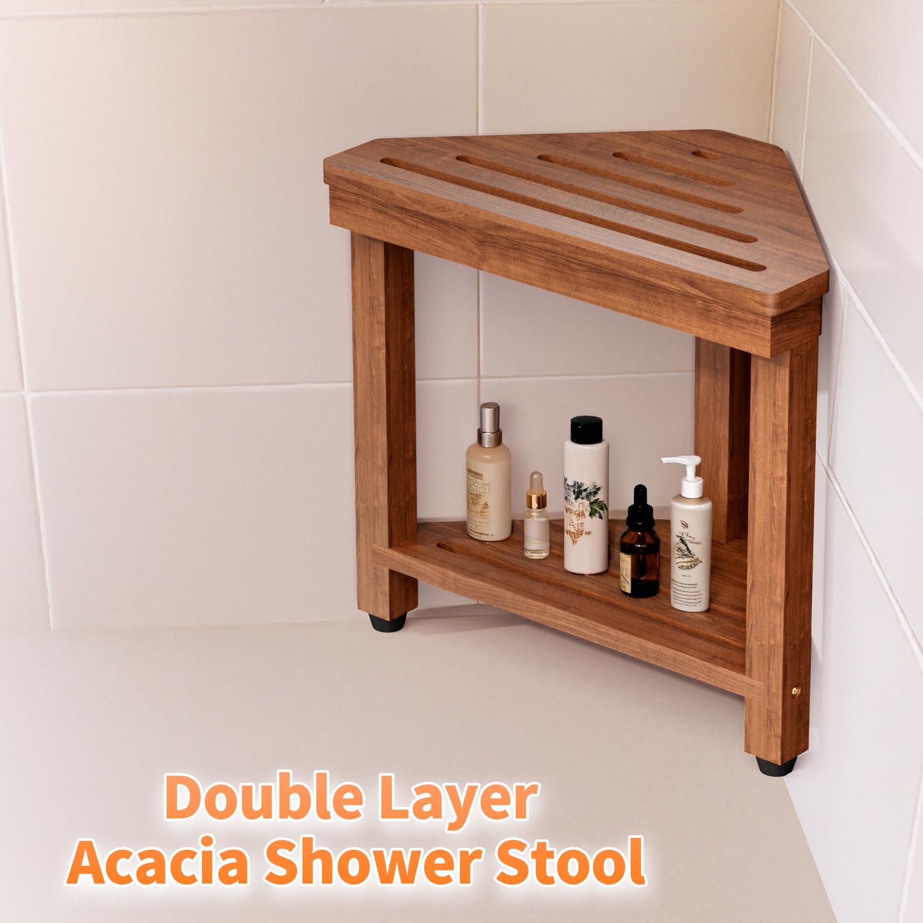 MISSEND lifestyle bathroom shot with stool in use for shaving and storage
