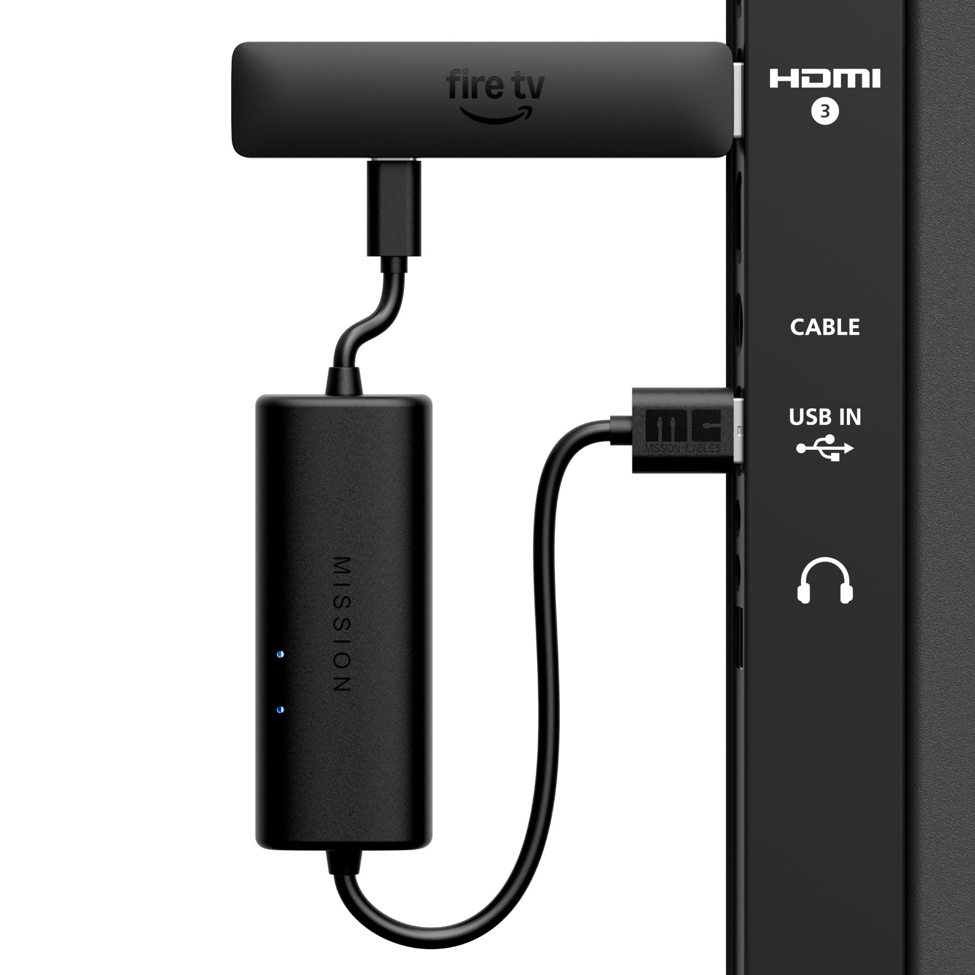 Mission Cables front packaging showing cable and adapter for convenient setup