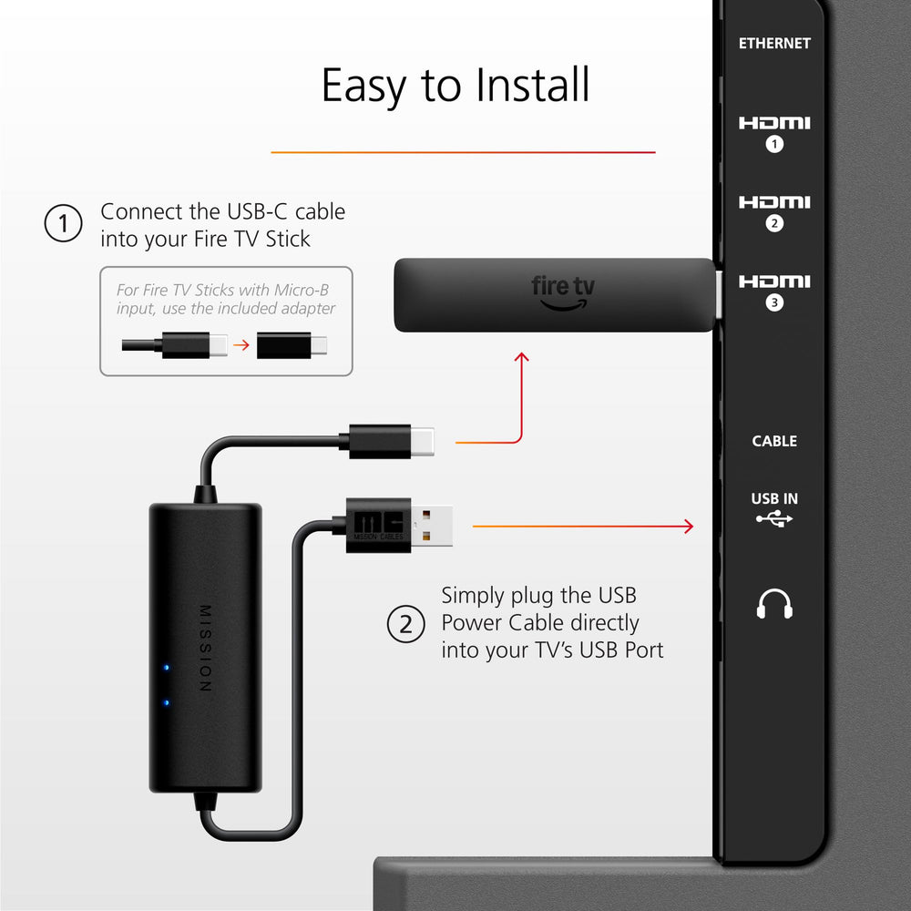 Mission Cables cable next to ruler showing ideal length and reach