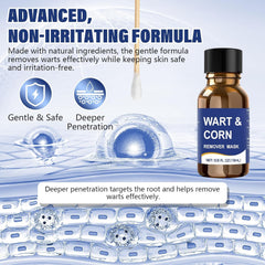Mitreal being applied to a plantar wart on foot demonstrating targeted at-home use