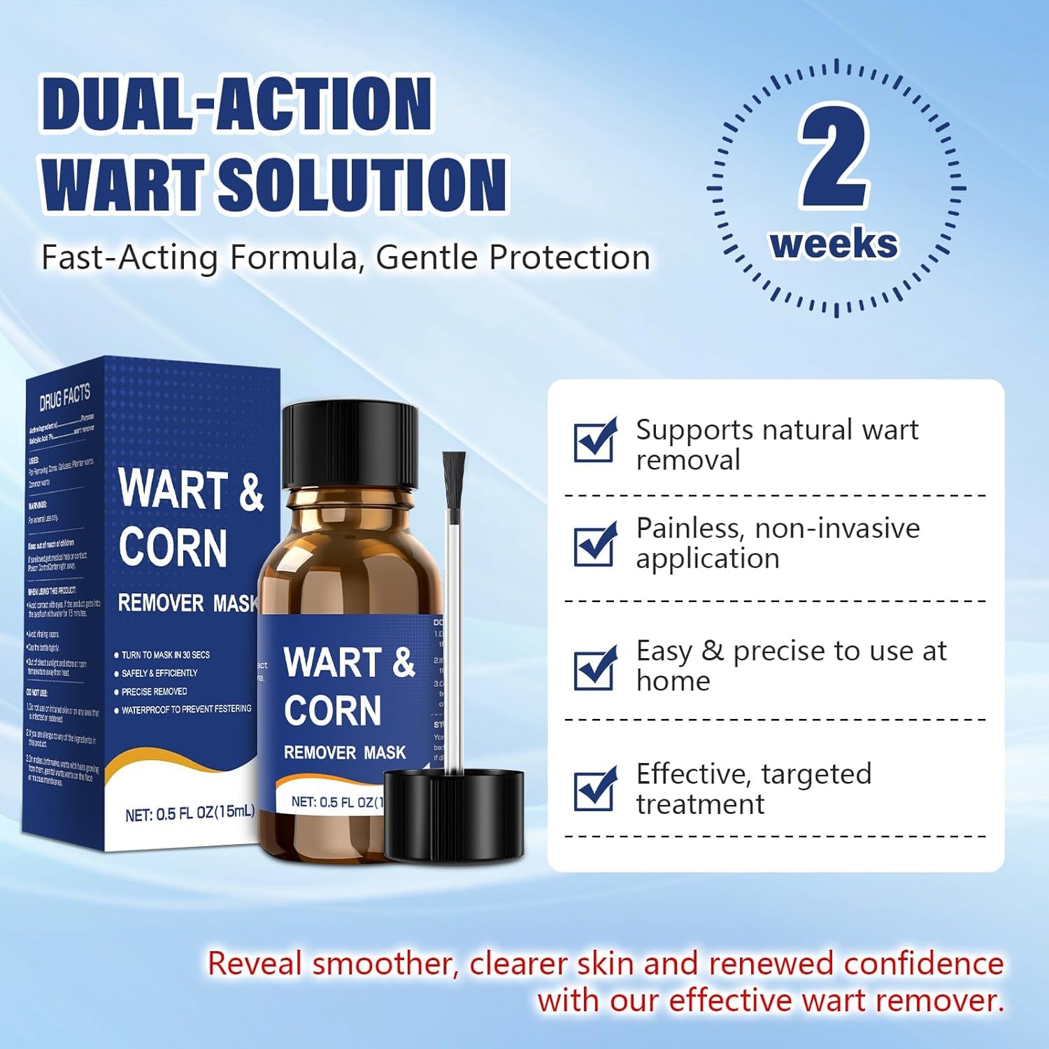 Mitreal 15ml bottle beside a ruler showing compact travel-friendly size and convenience