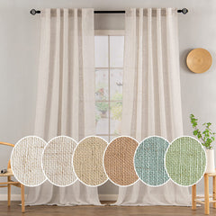 MIULEE front view of two white linen panels showing full coverage and style