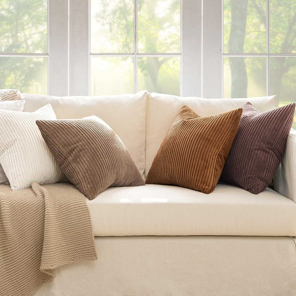 MIULEE set on bed illustrating neutral brown pairing and calming decor