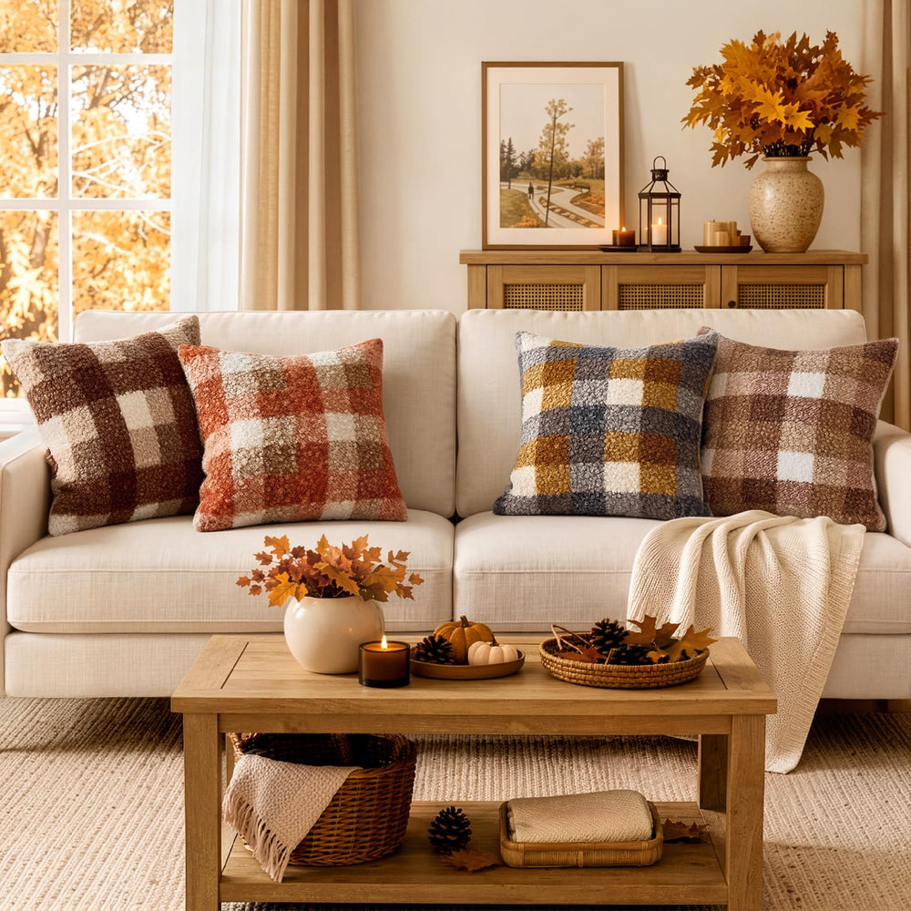 MIULEE styled on sofa adding rustic fall atmosphere