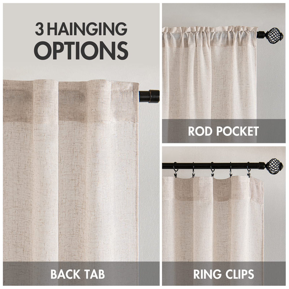 MIULEE top detail showing rod pocket and back tabs for versatile hanging