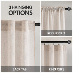 MIULEE top detail showing rod pocket and back tabs for versatile hanging