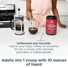 Smoothie with Ancient Nutrition collagen mixed in for easy protein boost on the go