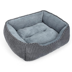 MIXJOY dog bed front view showing full rectangle and soft bolster for comfort