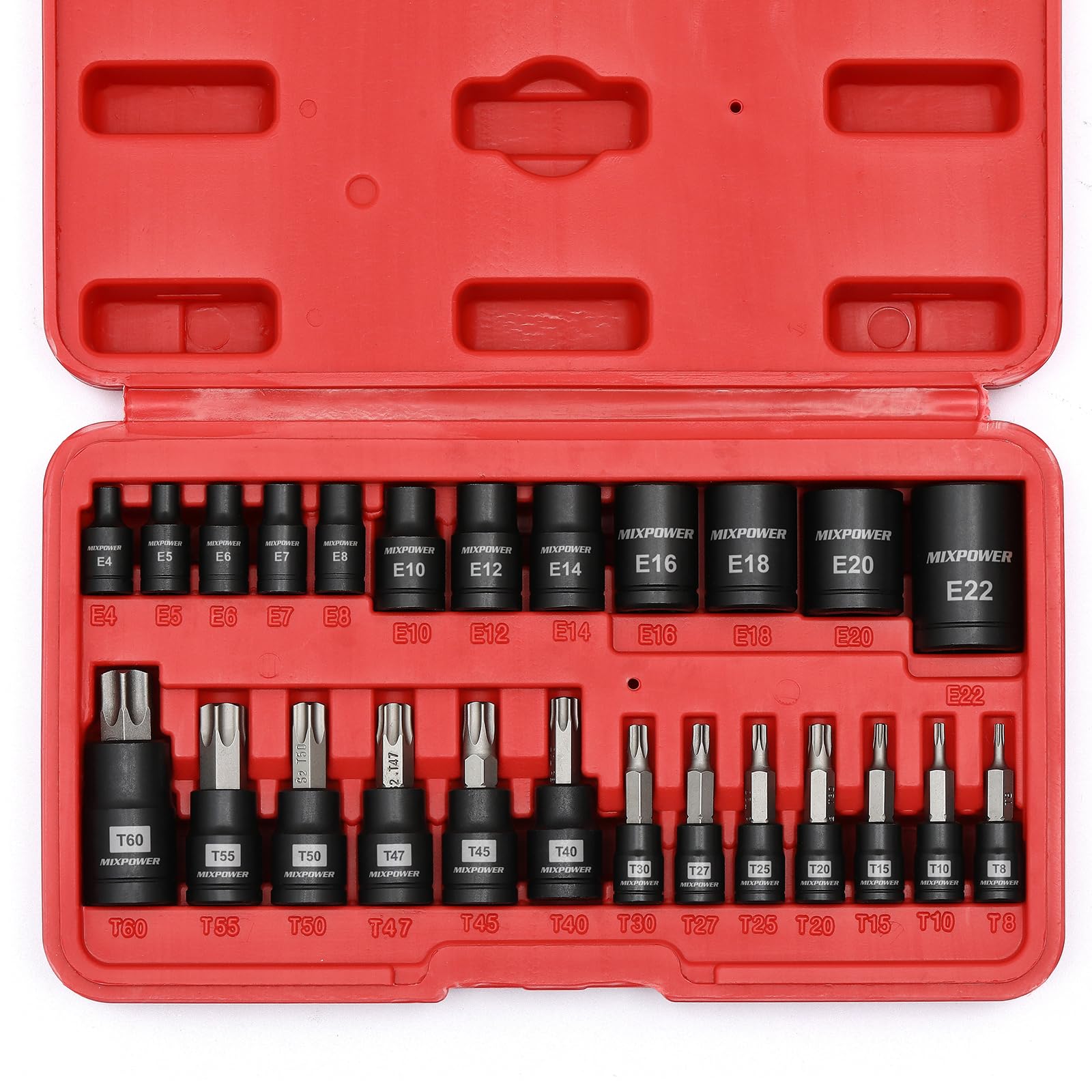 MIXPOWER front packaging showing the full 25-piece set and contents for quick identification