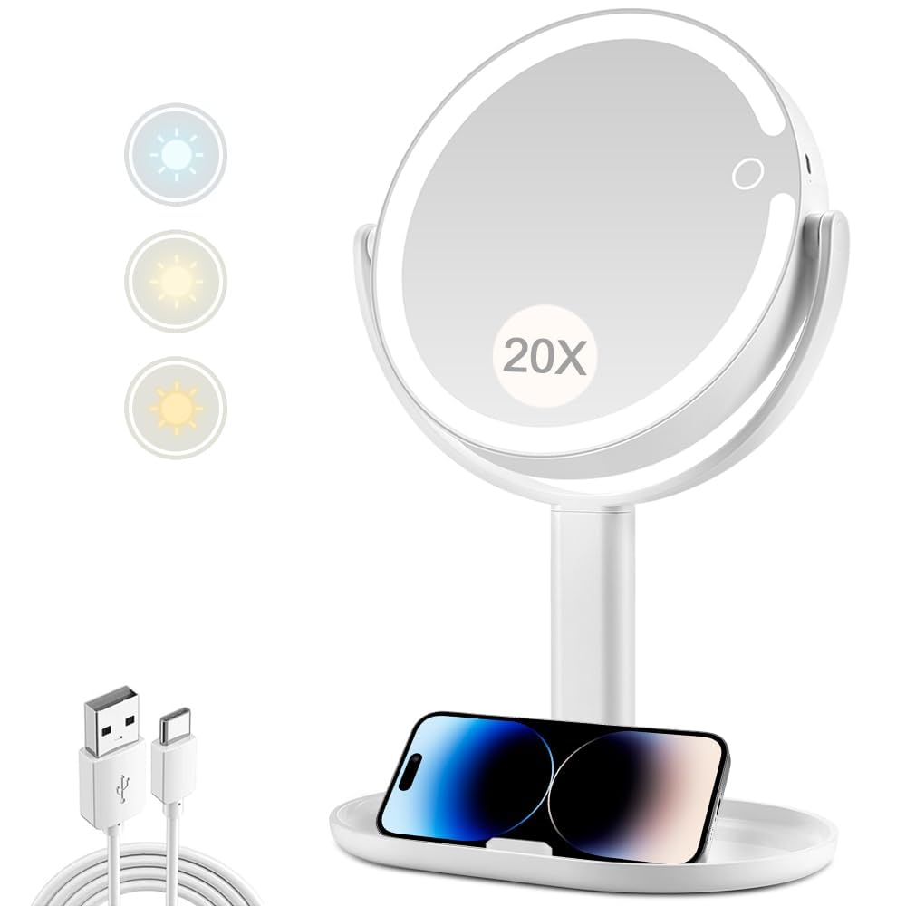 MIYADIVA front view of lighted mirror showing even illumination and sleek base