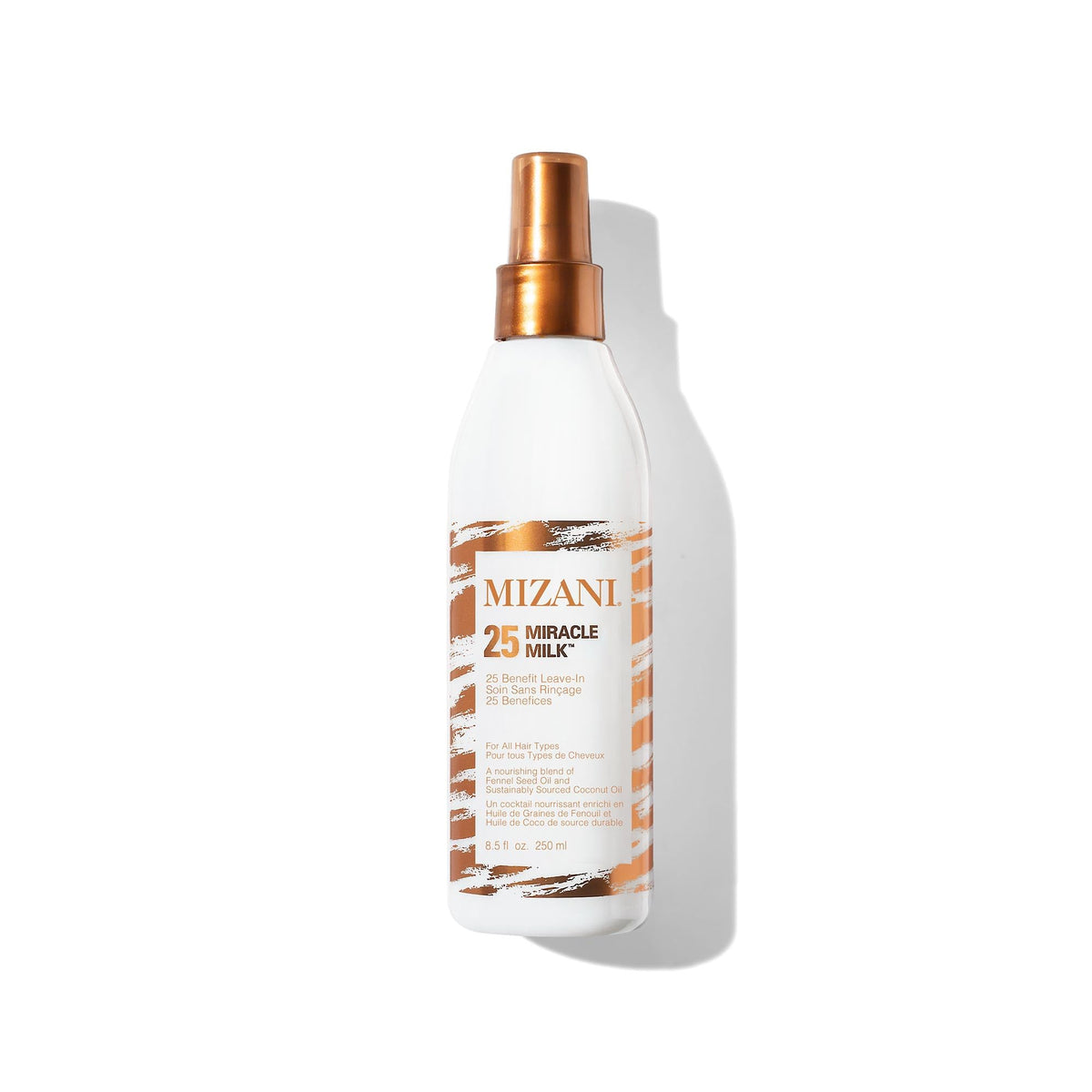 Mizani front bottle shot showing label and benefits for styling