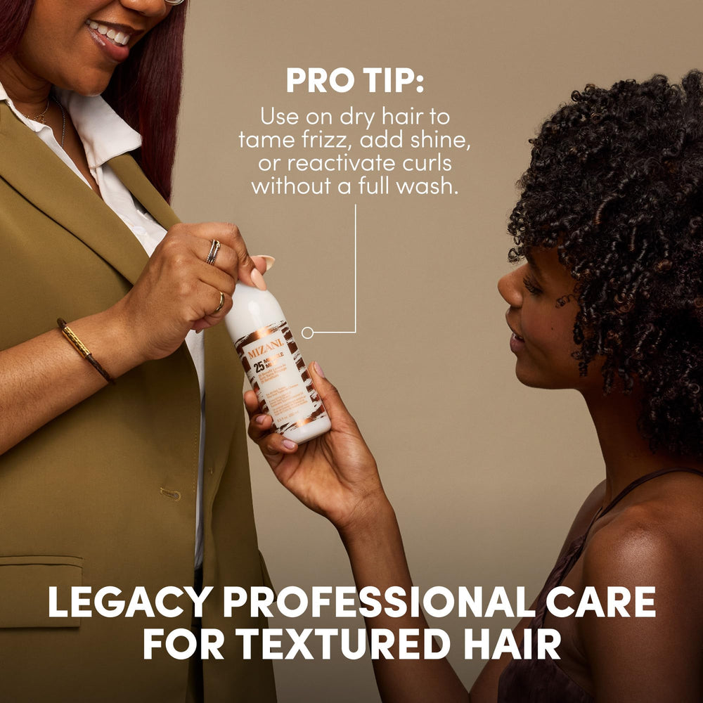 Mizani back-label close-up showing ingredient and usage information