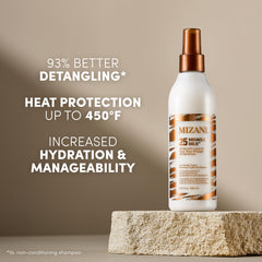 Mizani spray nozzle close-up highlighting easy application benefit