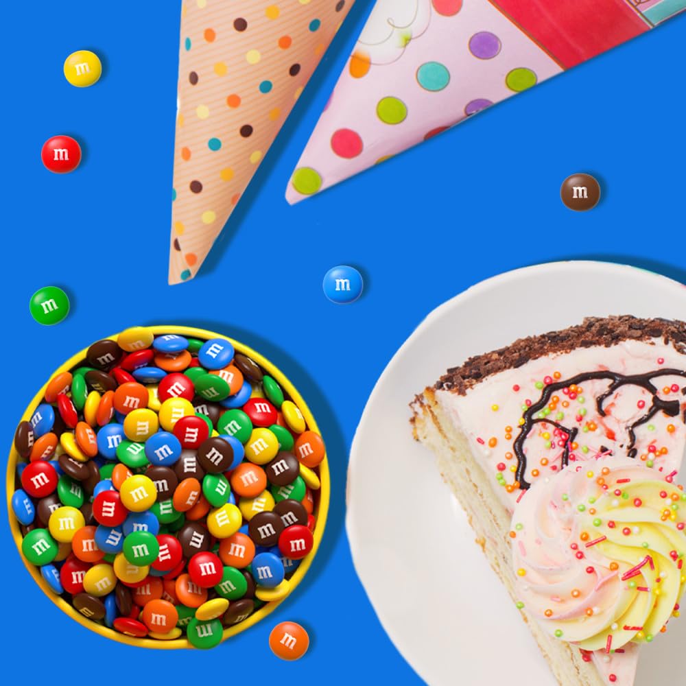 M&M's mixed into cookie dough for even chocolate distribution