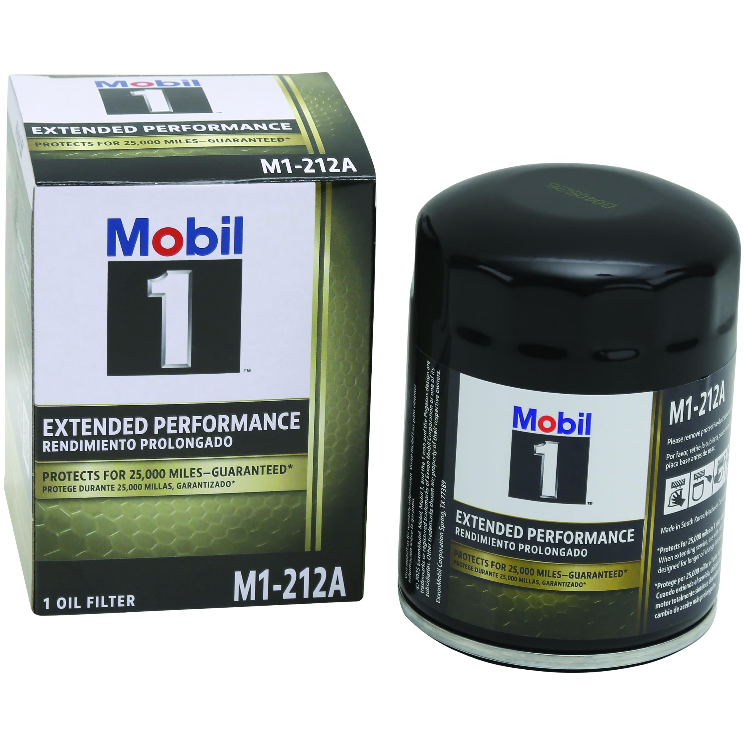 Mobil 1 front packaging showing pack of two and performance benefit