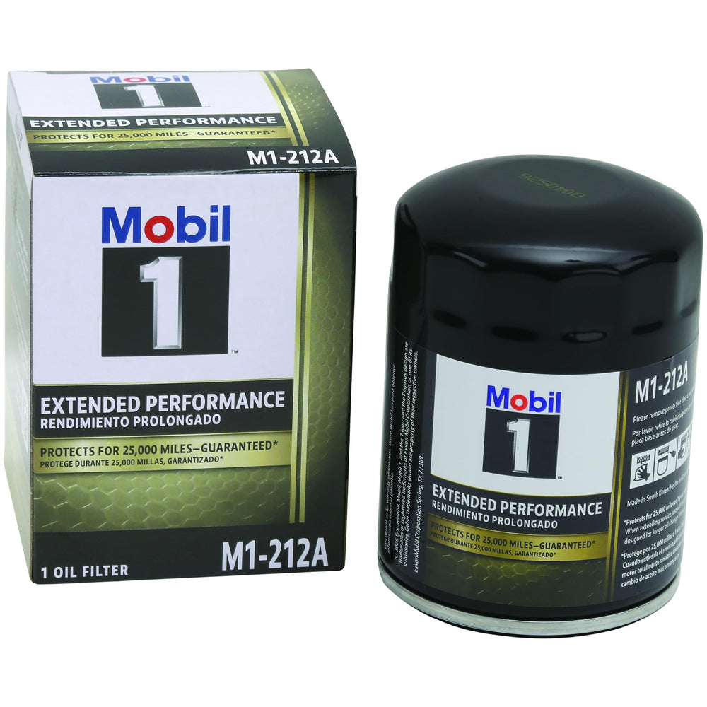Mobil 1 front packaging showing pack of two and performance benefit