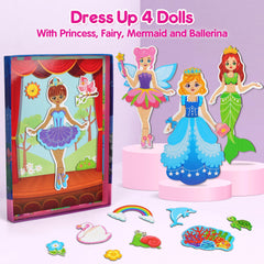 Mocoosy magnetic board inside case keeping outfits organized during play