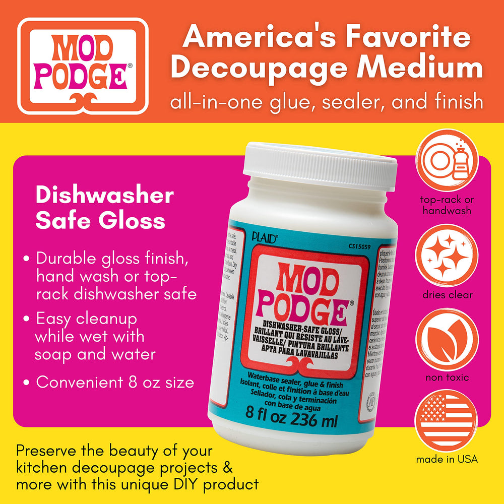 Mod Podge gloss finish close-up demonstrating clear shiny protective layer