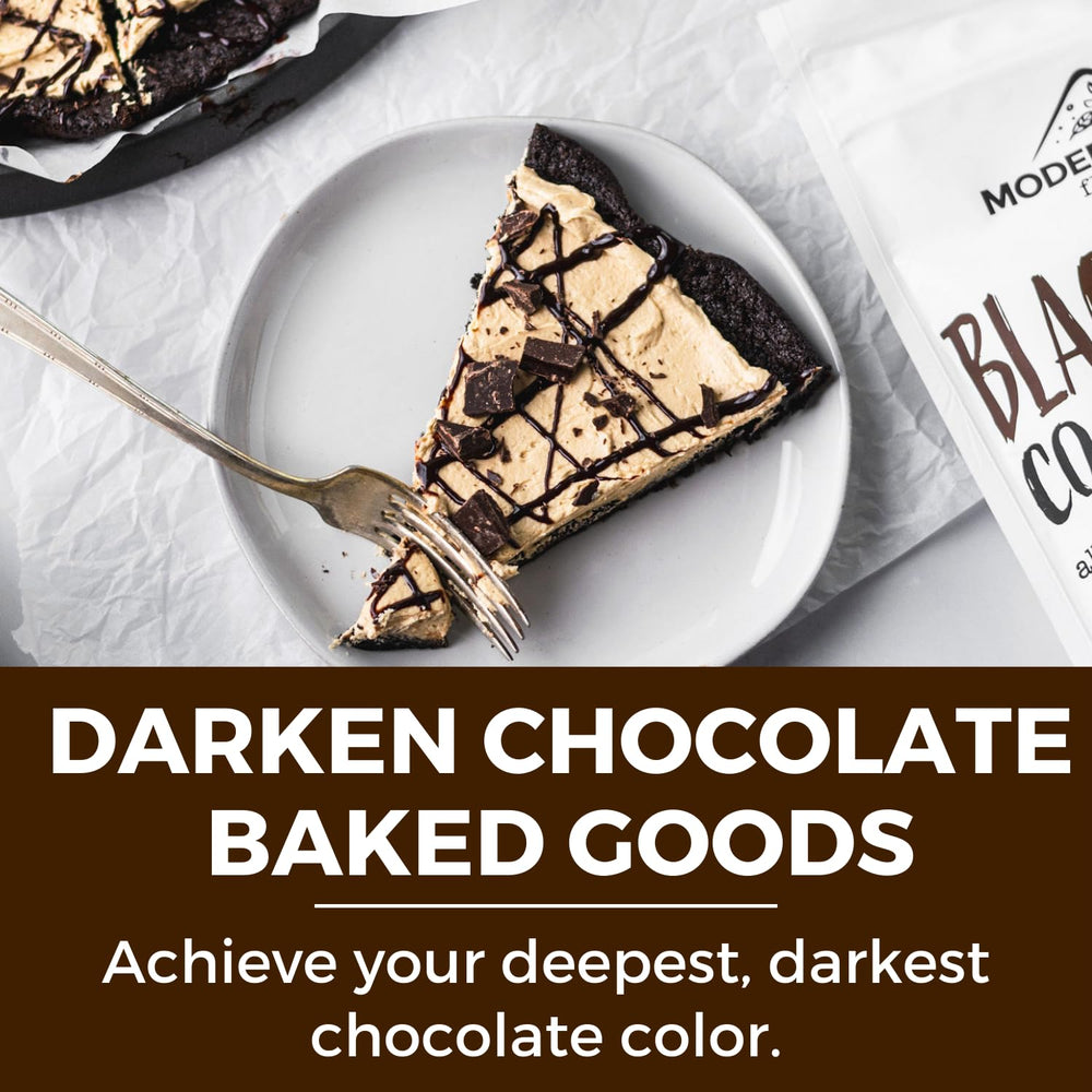 Bowl of dark buttercream made with MODERN MOUNTAIN cocoa demonstrating smooth consistency