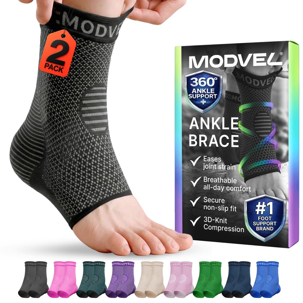Modvel front packaging showing ankle brace sleeve and benefits