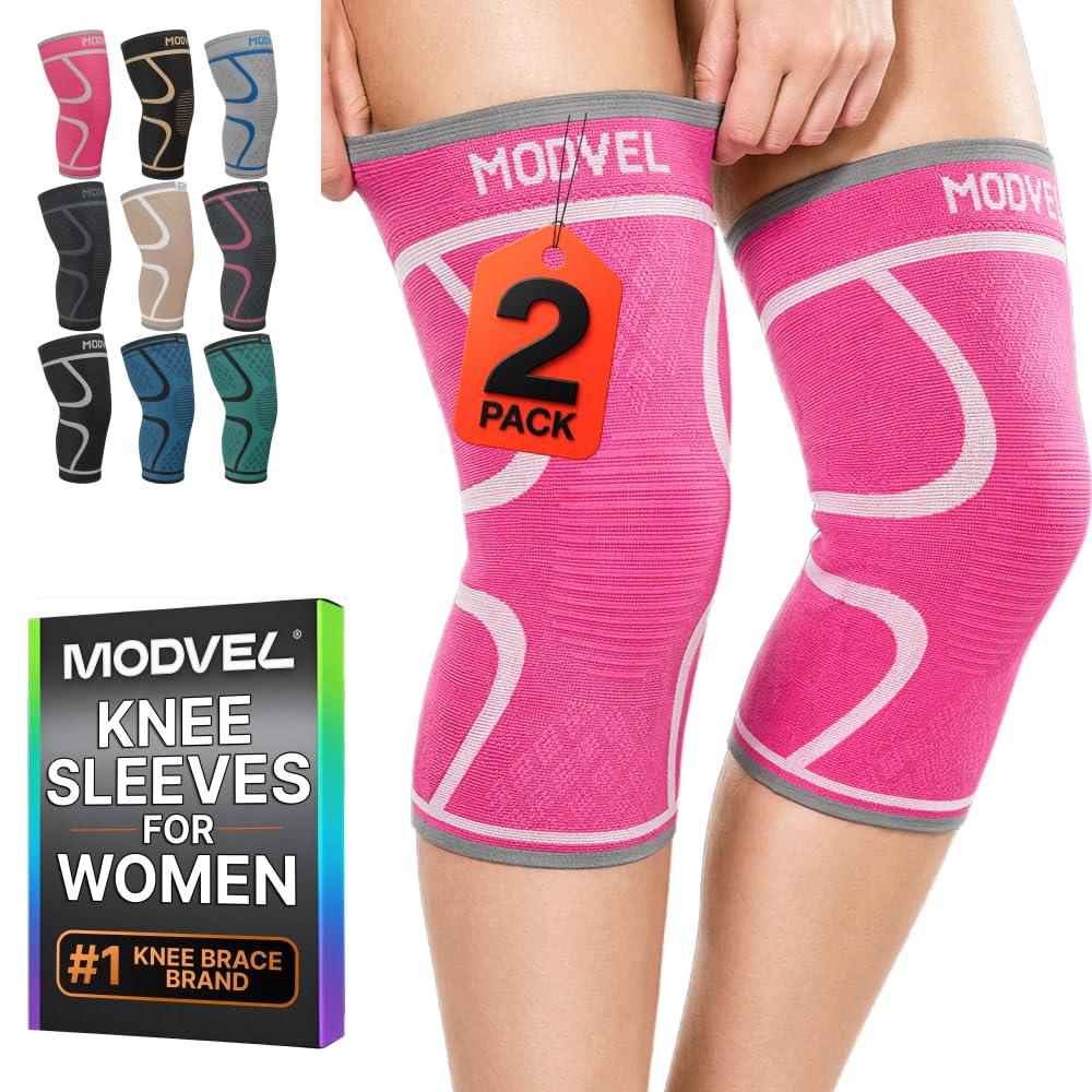 Modvel front view of knee brace showing slim profile and secure fit