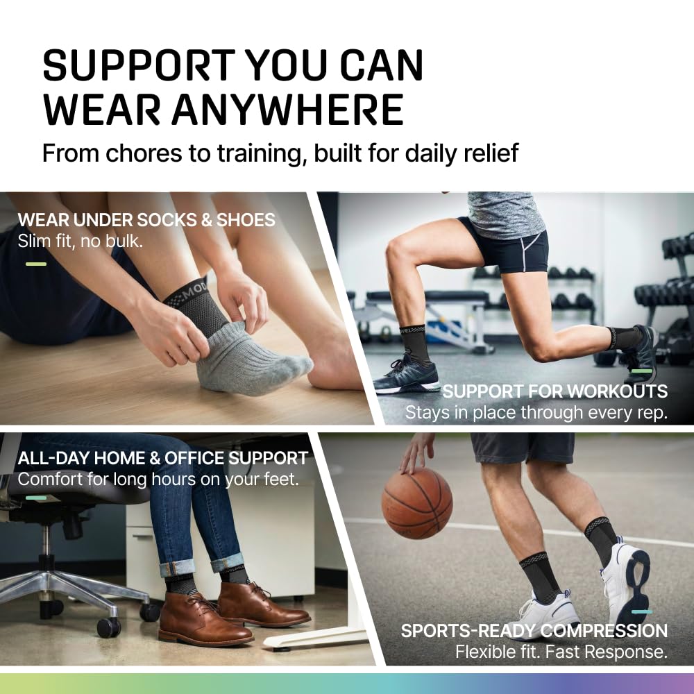 Modvel worn by runner outdoors reducing pain and protecting ankle