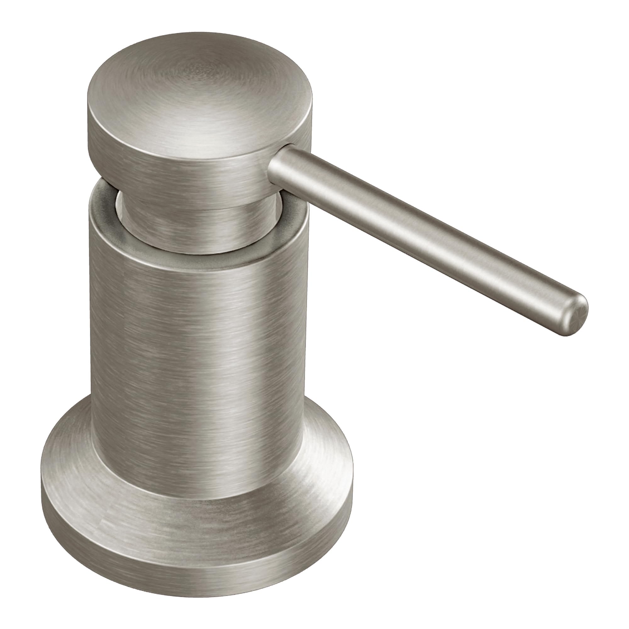 Moen 3942SRS front view showing sleek pump and spot-resistant finish for cleaner appearance
