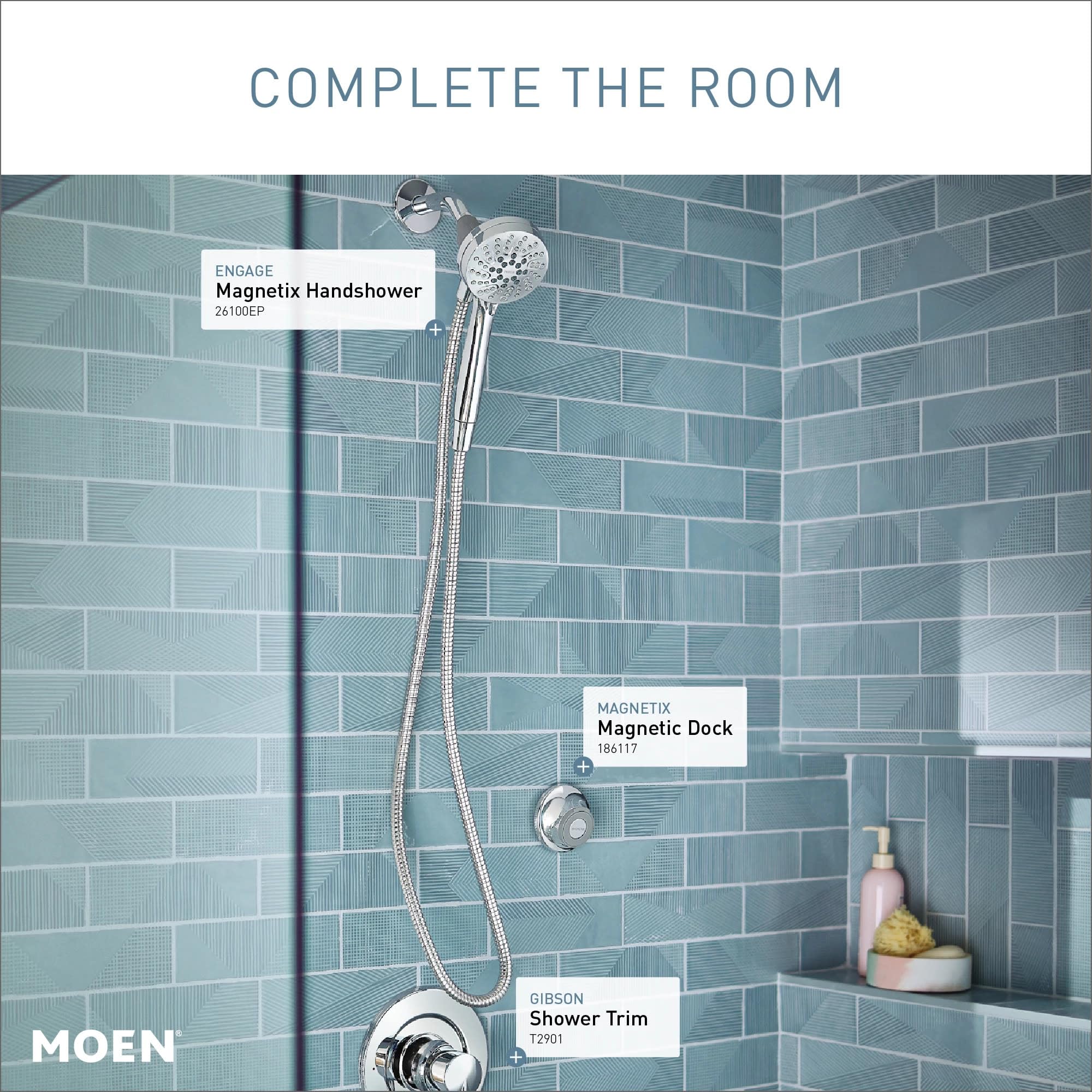 Moen chrome finish reflection detail showing durable, polished look