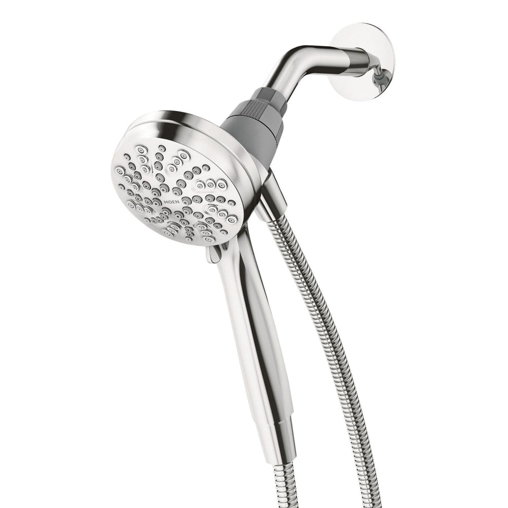 Moen Engage chrome front view showing sleek design and easy install benefit