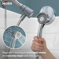 Moen flexible metal hose detail showing tangle-free reach for rinsing tasks