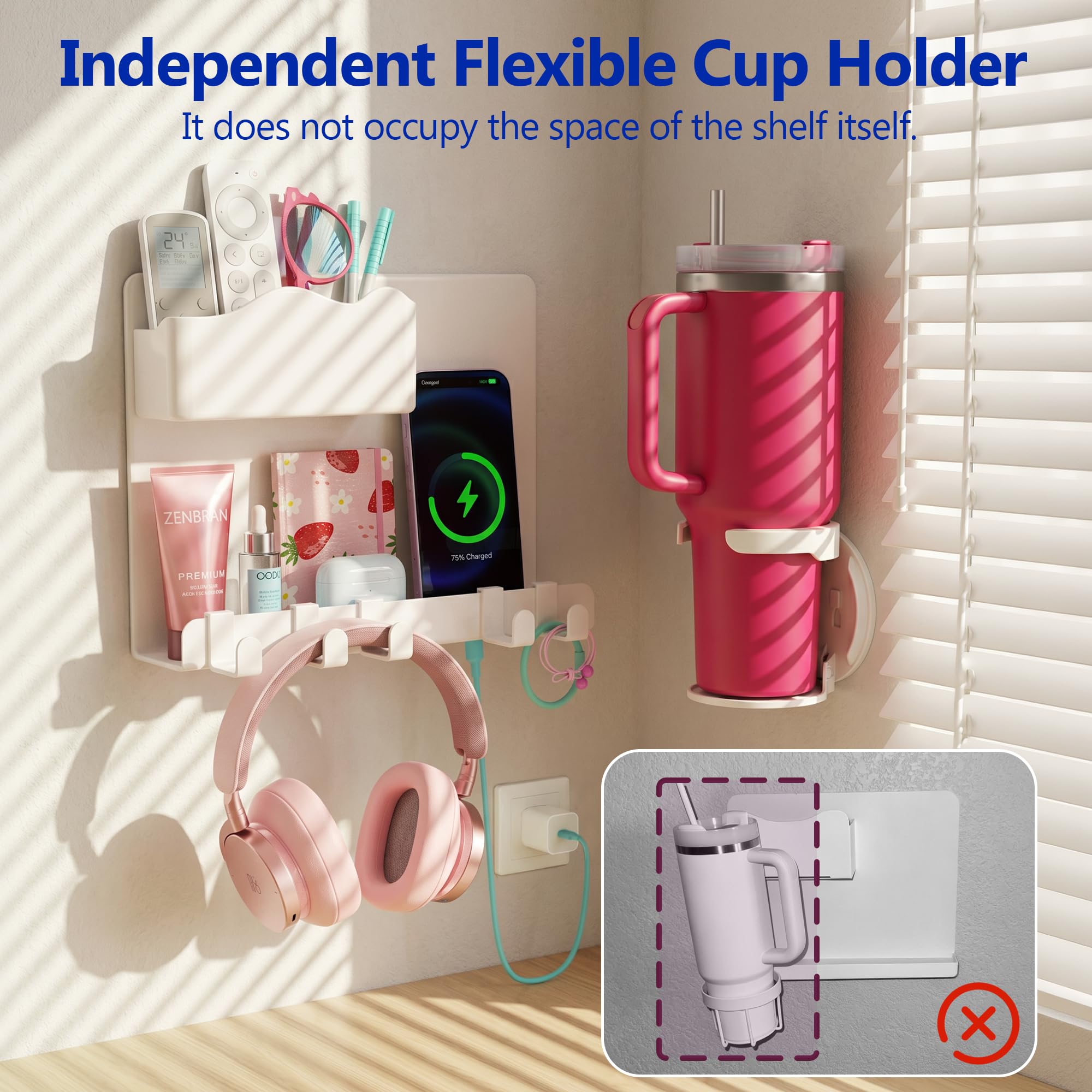 Moforoco removable hooks holding accessories showing organized storage benefit