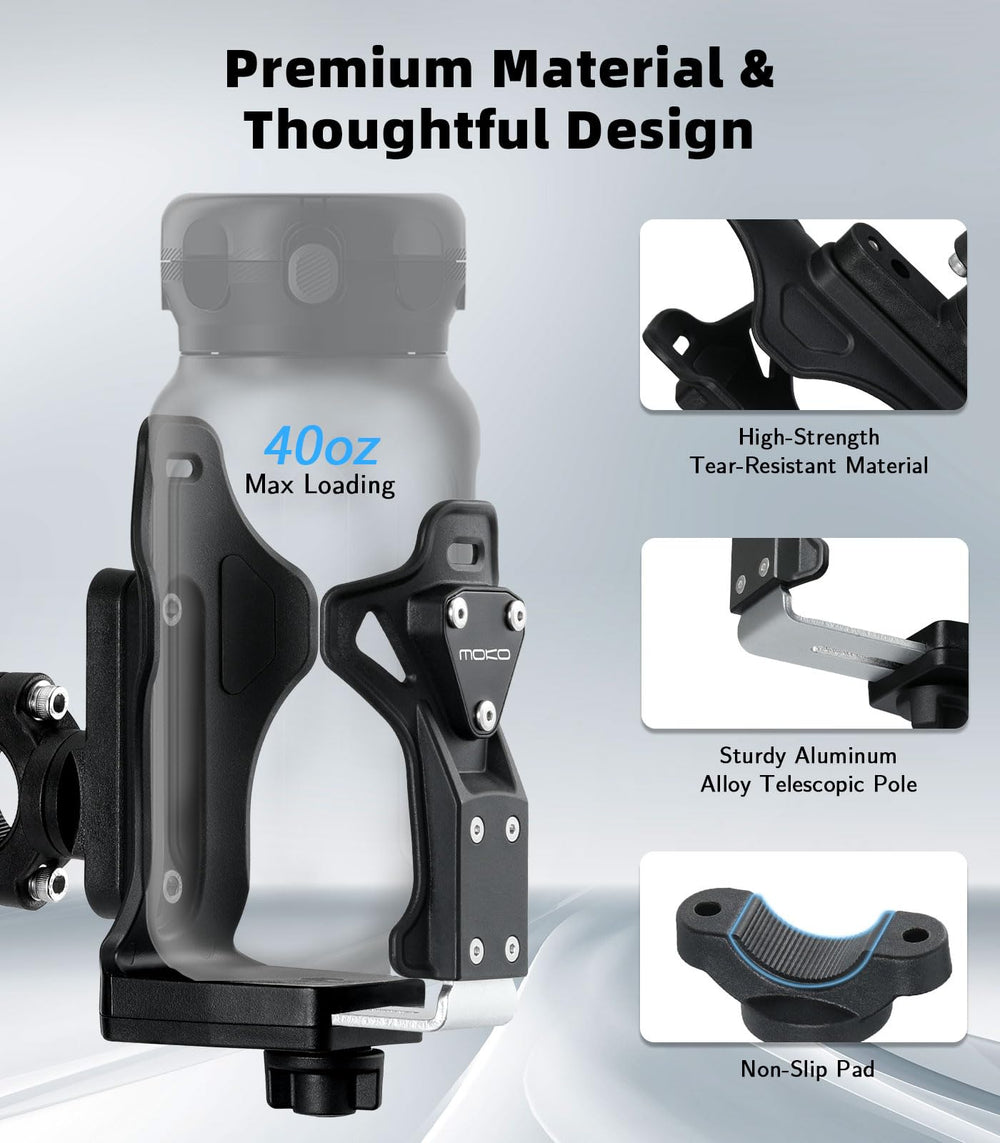 MoKo handlebar clamp with anti-slip pad for stable, wobble-free mounting