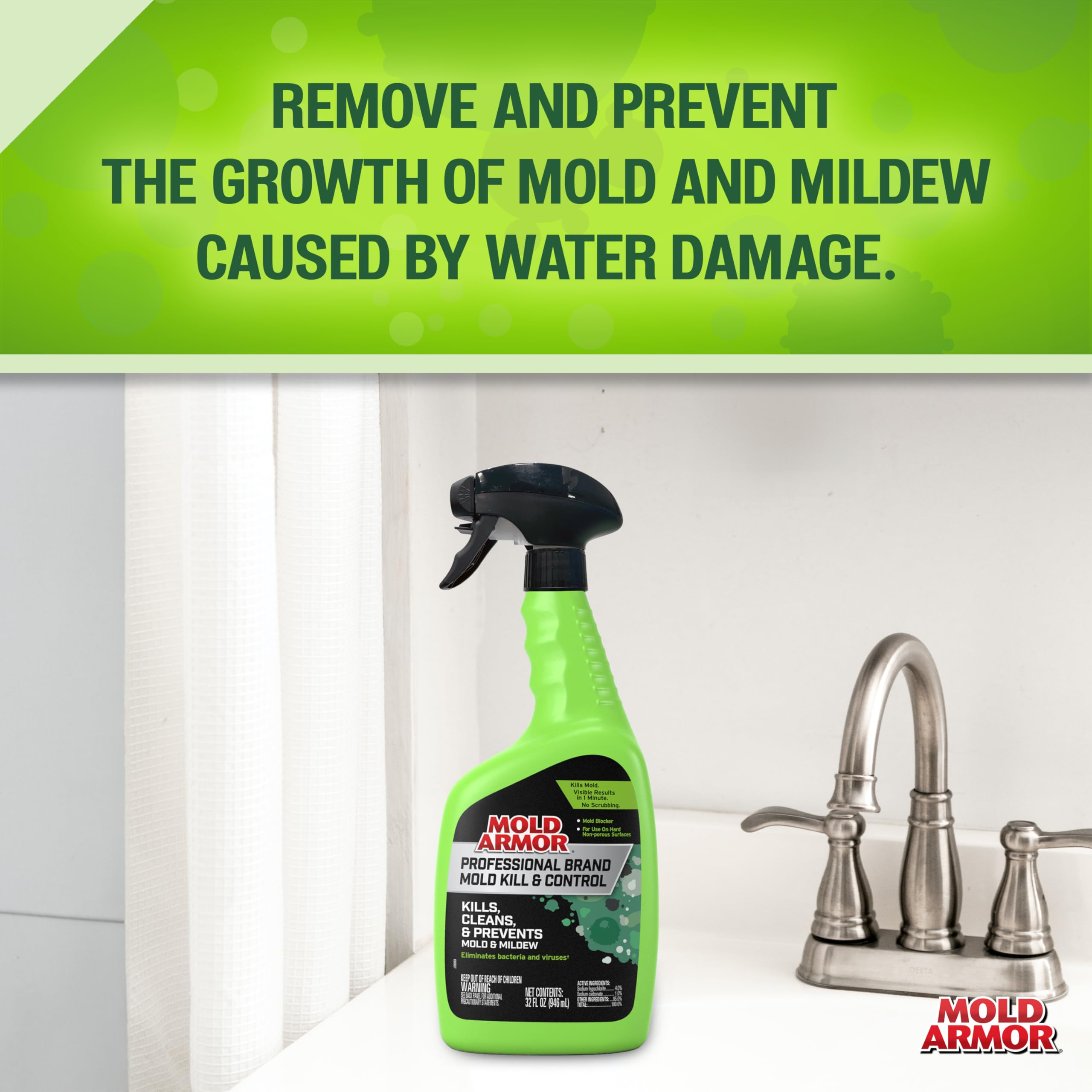 MOLD ARMOR grout before and after showing reduced mold stains and cleaner grout
