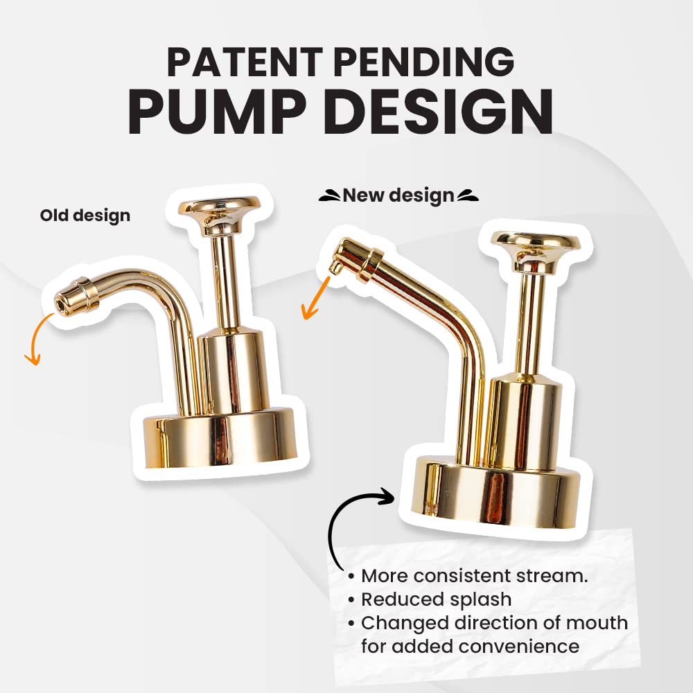 Molimoli gold pump close-up highlighting durable stainless parts and precise dosing
