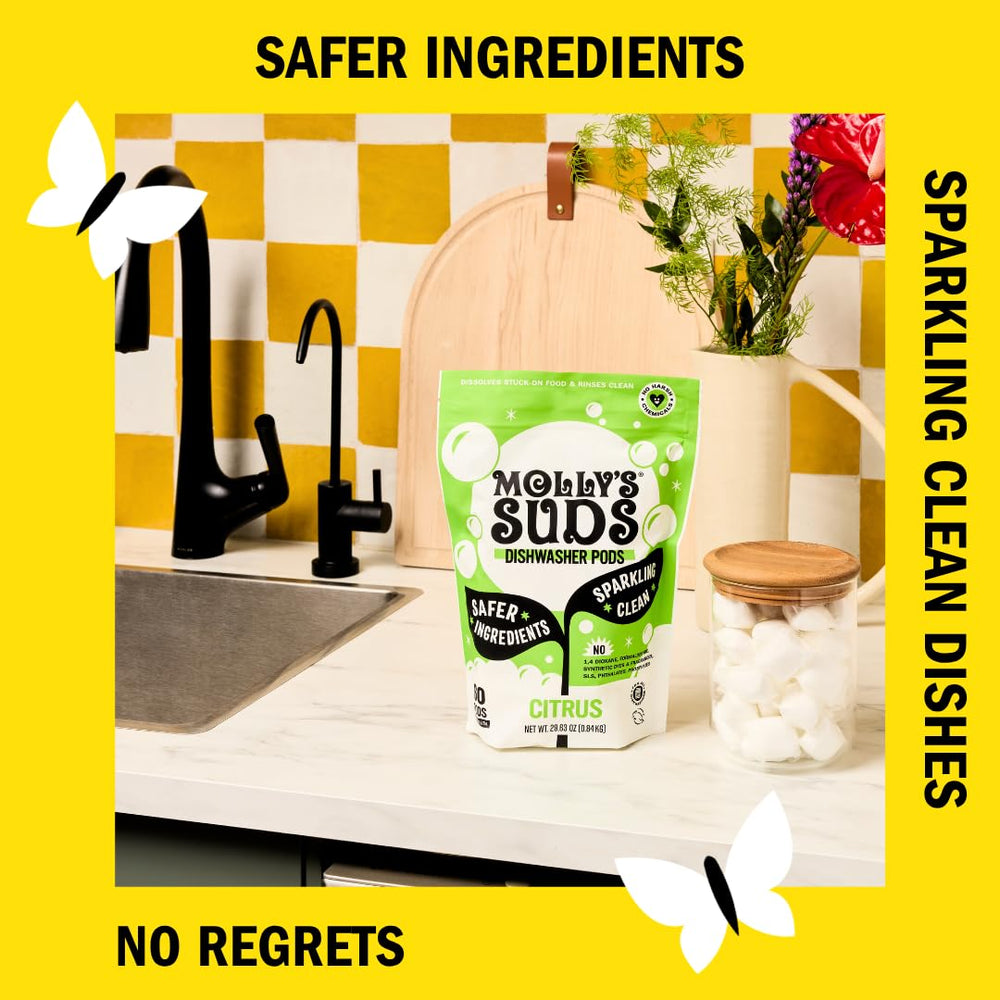 Molly's Suds label close-up highlighting ingredients and certifications