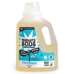 Molly's Suds front label showing peppermint scent and concentrated benefits