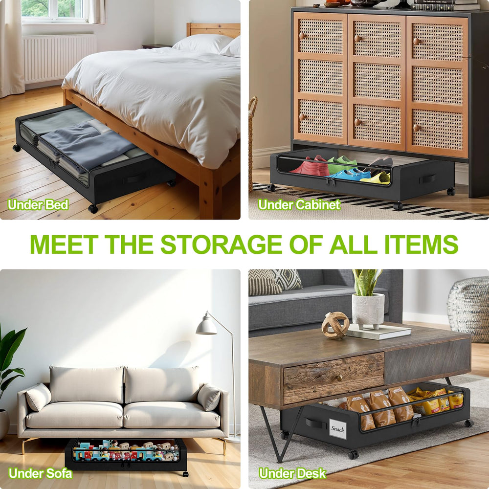 Molutsody under-sofa placement illustrating discreet storage and space saving