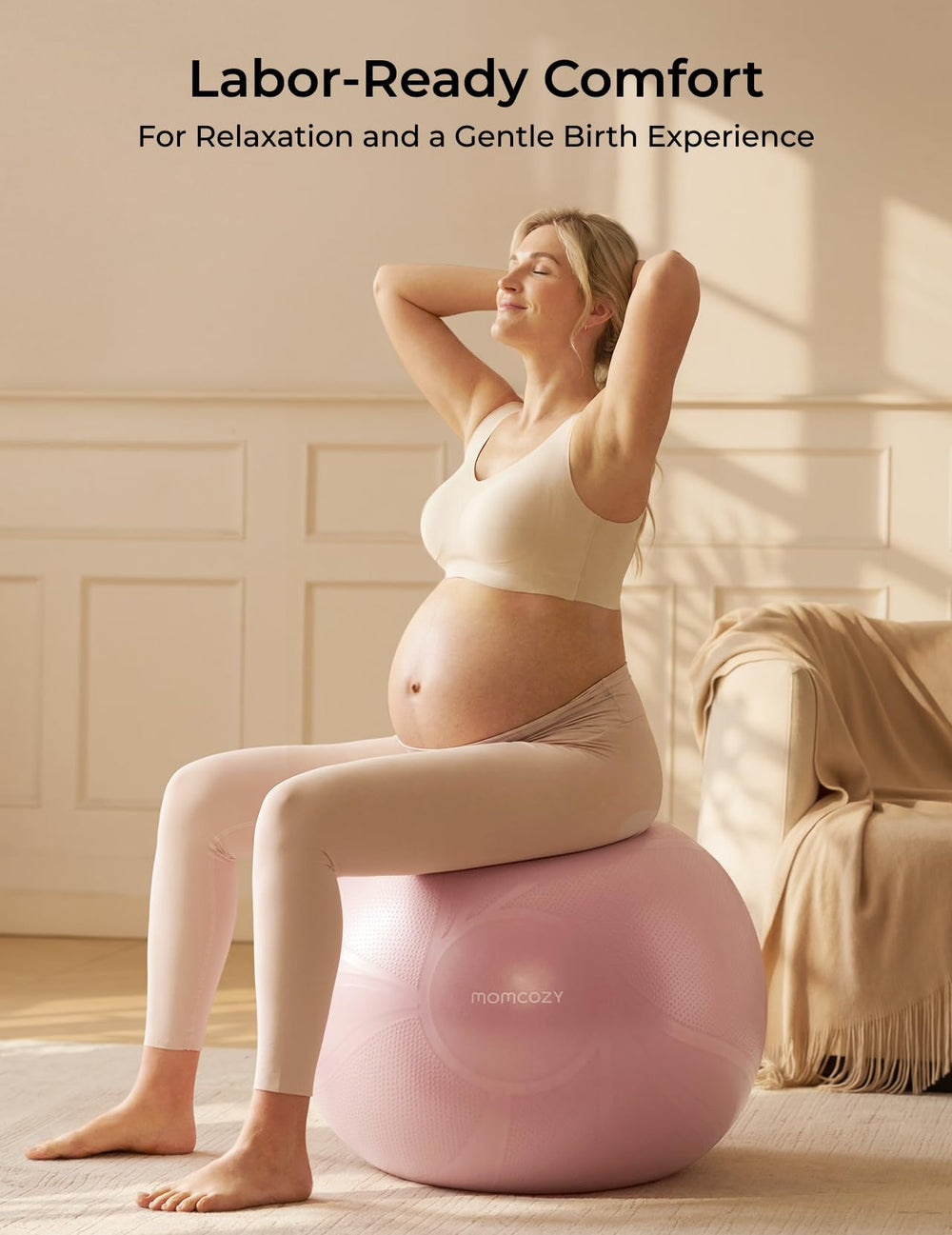Momcozy BirthEase app exercise demo guiding safe pelvic movements