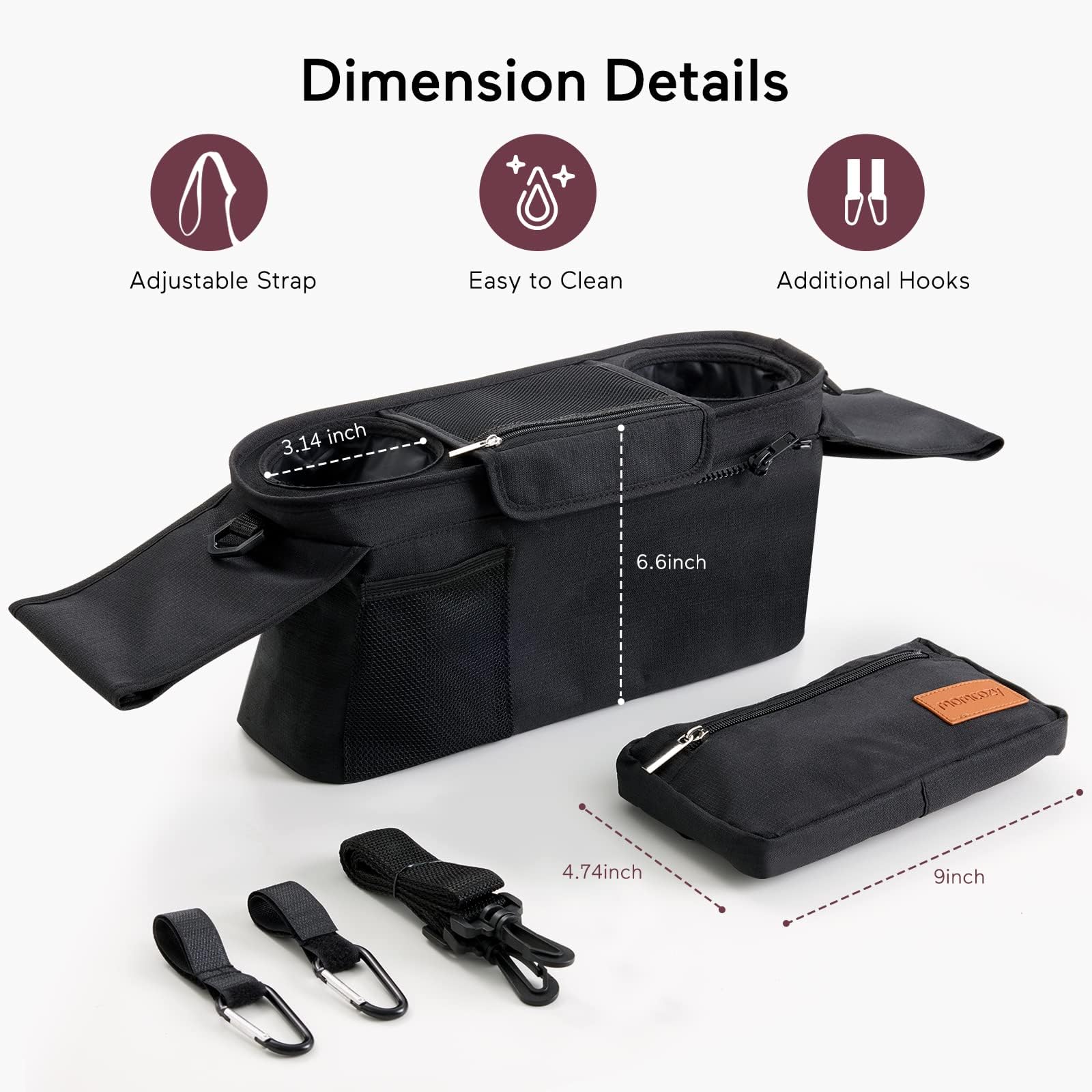 Momcozy detachable wristlet and shoulder straps for easy grab-and-go convenience