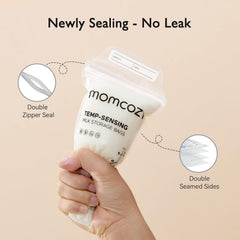 Momcozy double zipper detail demonstrating leak-proof sealing benefit