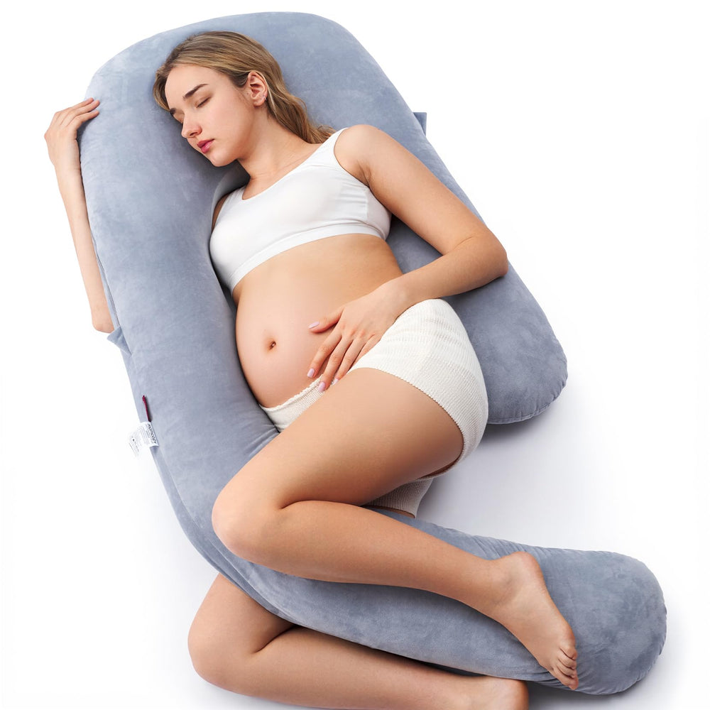 Momcozy pillow front view showing full U shape and balanced support