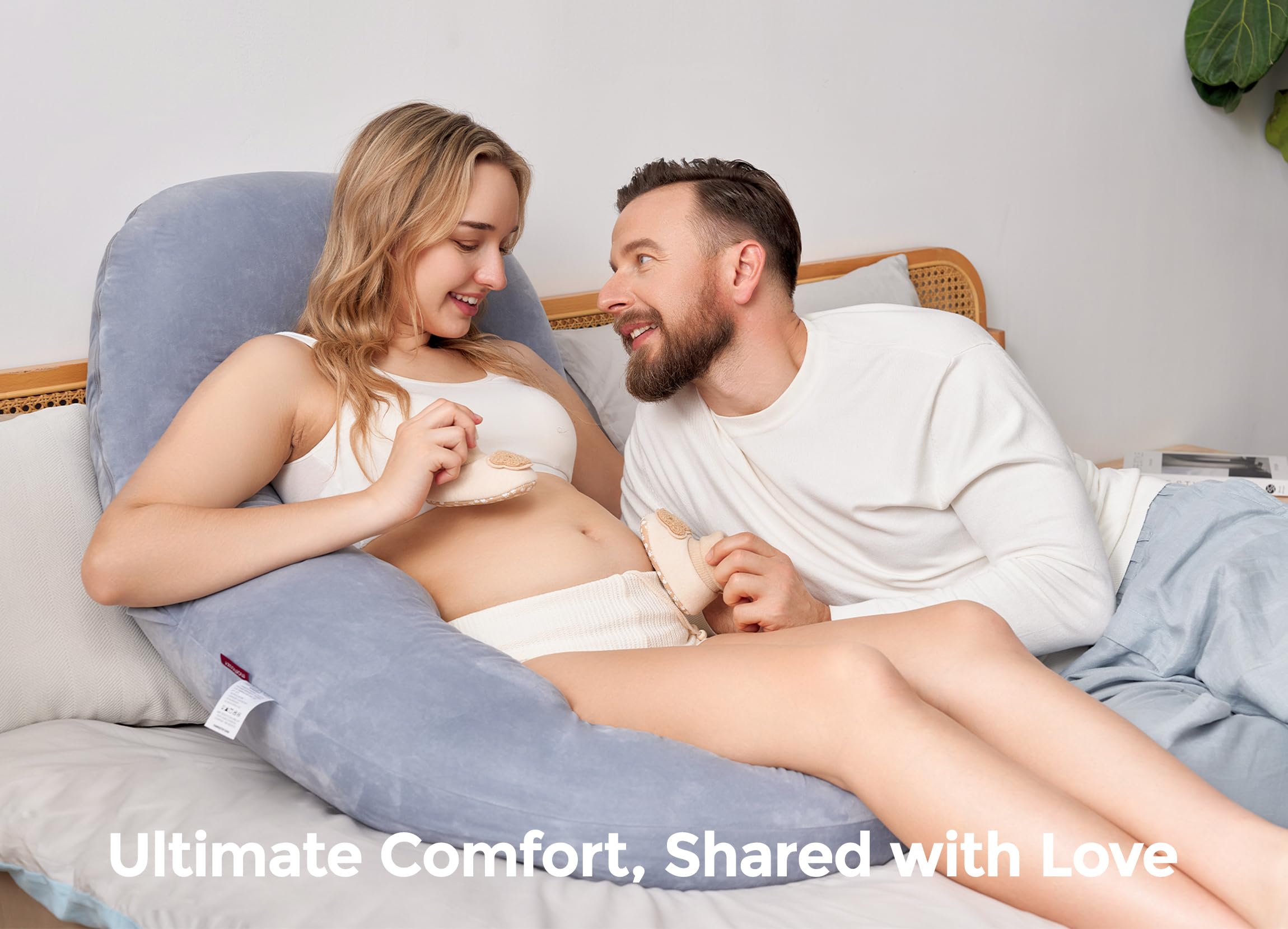 Momcozy pillow used as backrest for reading offering upright comfort