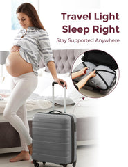 Momcozy detailed view of adjustable belly wedge with Velcro for secure fit