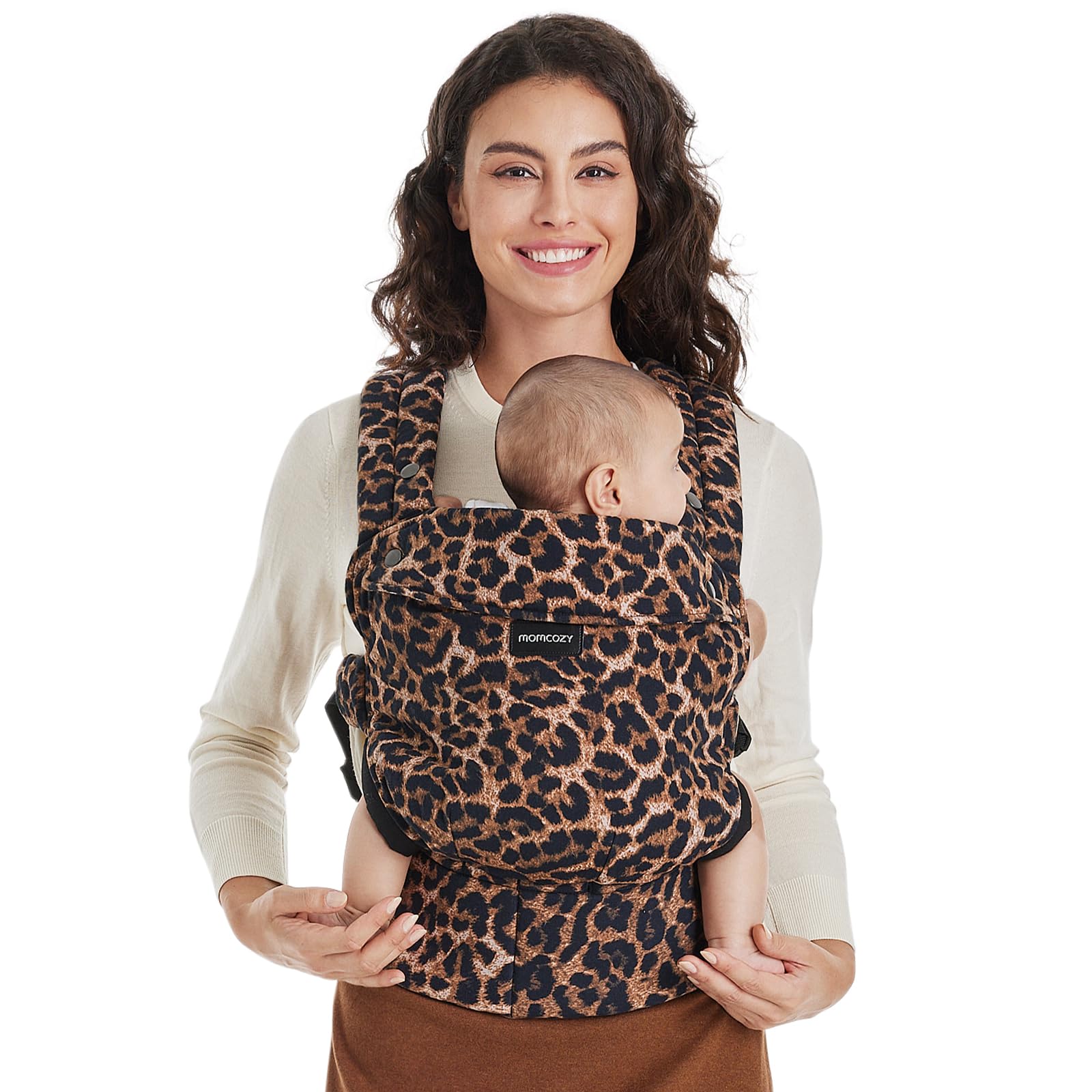 Momcozy PureHug front view showing secure fit and hands-free convenience