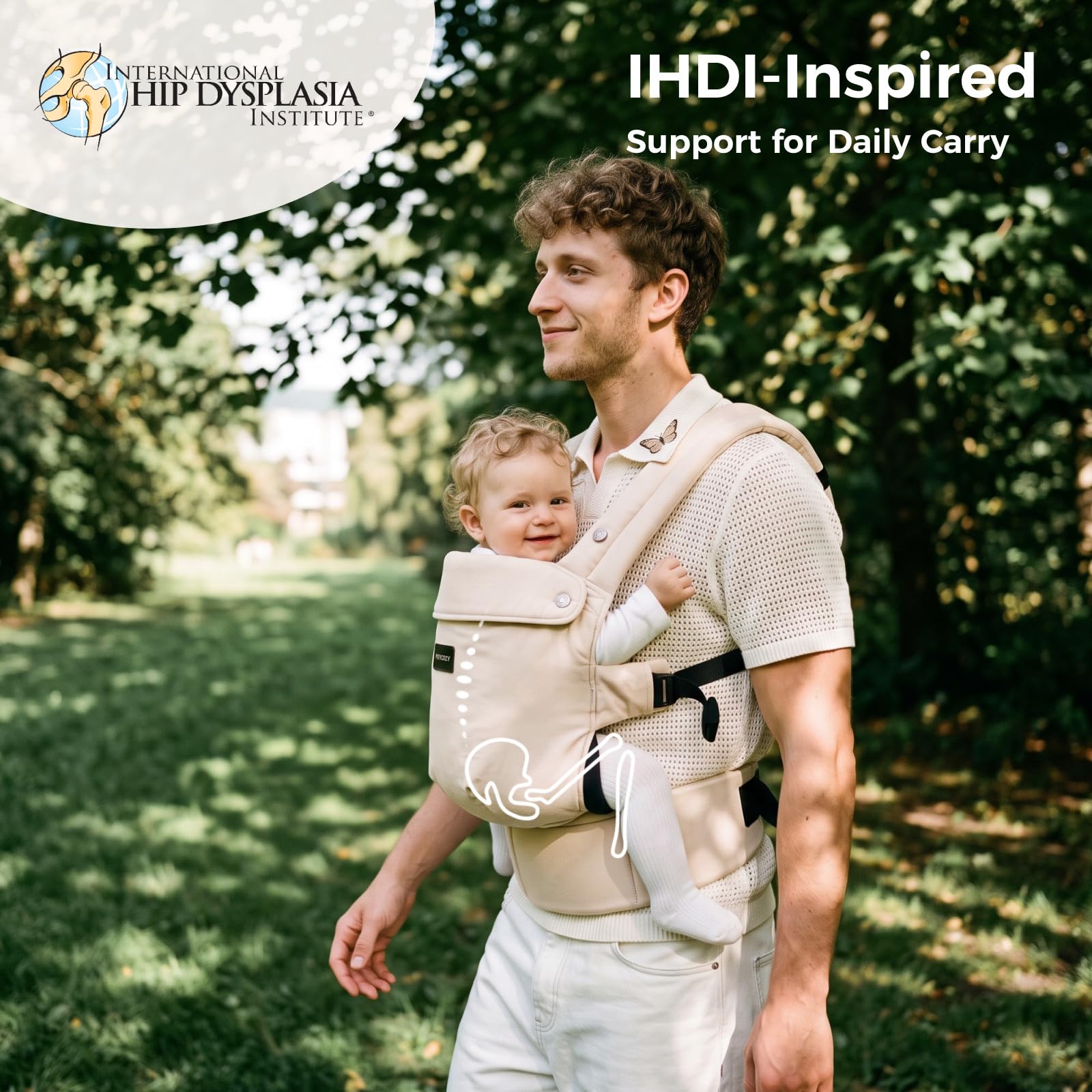Momcozy used with toddler facing outward to show growth adaptability and visibility