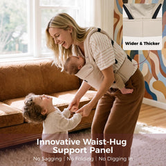Momcozy X-shaped back design image illustrating improved weight distribution
