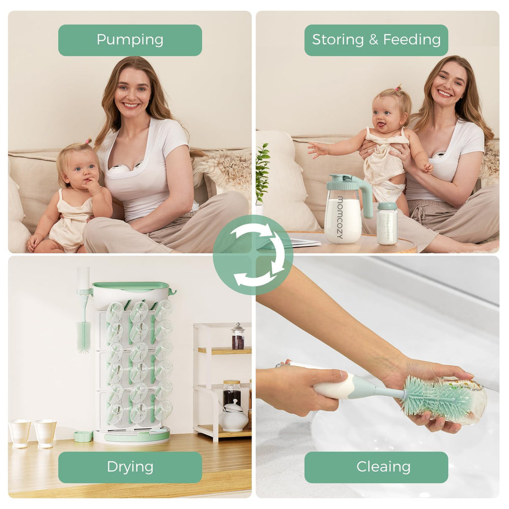 Momcozy next to kitchen sink showing compact size and space savings