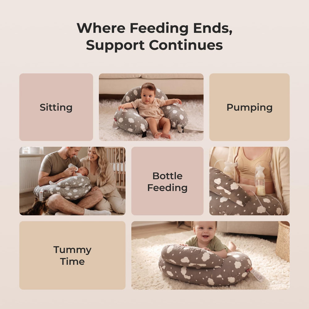 Momcozy pillow beside ruler for accurate size and coverage visualization
